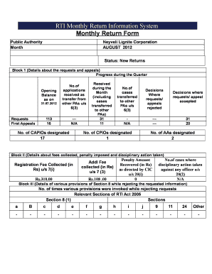 RTI Monthly Return Form