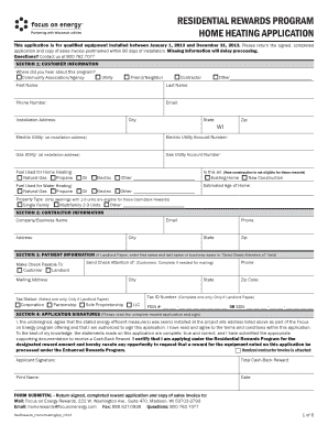Wisconsin Residential Rewards Program Application