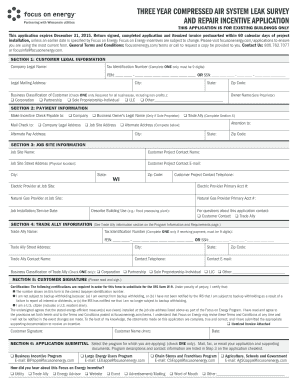 Three Year Compressed Air System Leak Survey and Repair Incentive Application