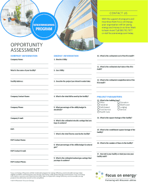 Wisconsin Retrocommissioning Opportunity Assessment Form