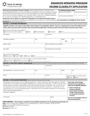 Focus on Energy Enhanced Rewards Program Income Eligibility Application