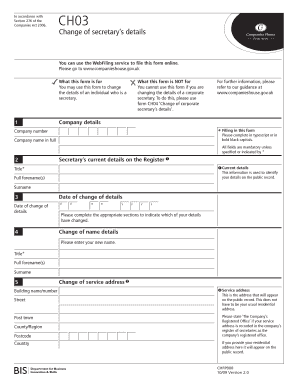UK Change of Secretary Details Form