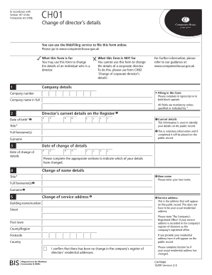 Change of Director's Details Form CH01