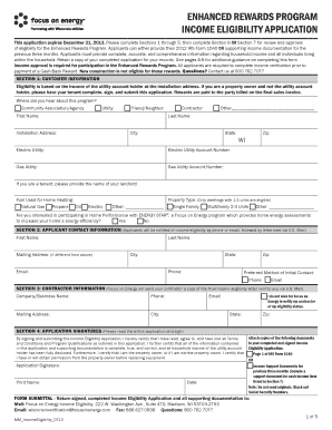 Enhanced Rewards Program Income Eligibility Application
