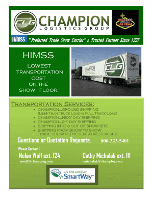 Champion Logistics HIMSS Shipping Quote