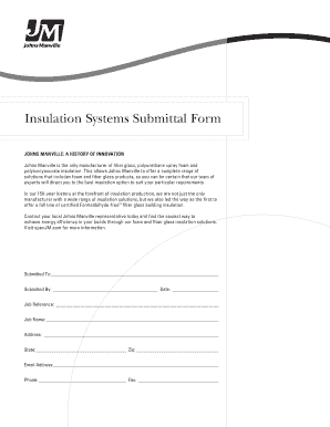 Insulation Systems Submittal Form