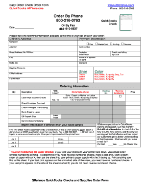 QuickBooks Checks Order Form