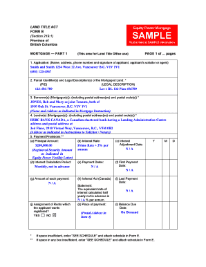 British Columbia Equity Power Mortgage Form B