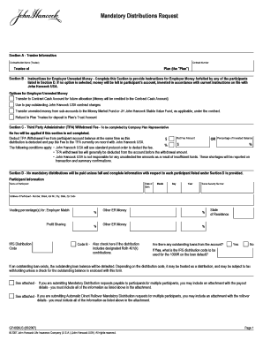 Mandatory Distributions Request Form