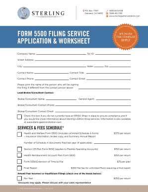 Form 5500 Filing Service Application