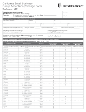 California Small Business Group Acceptance/Change Form