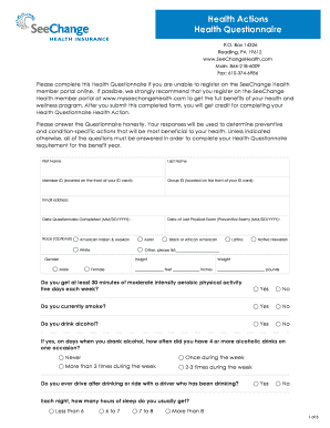 Health Questionnaire Form