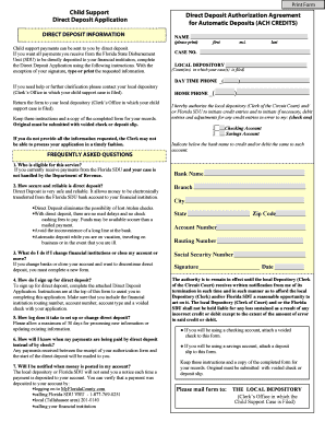 Florida Child Support Direct Deposit Authorization