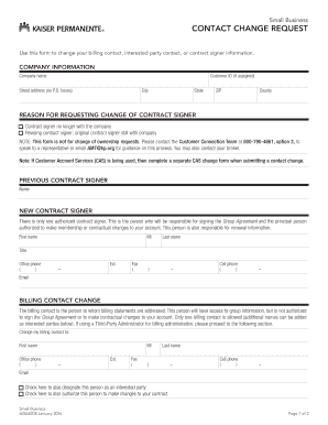 Small Business Contact Change Request