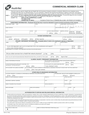 Health Net Commercial Member Claim Form