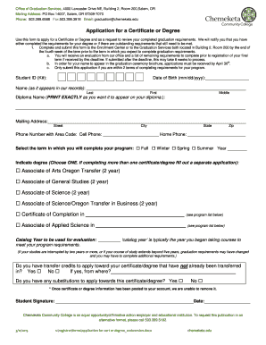 Application for Certificate or Degree