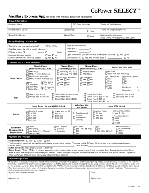 CoPower SELECT Ancillary ExpressApp Guidelines