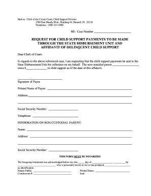 Request for Child Support Payments and Affidavit of Delinquent Child Support