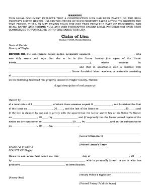 Florida Construction Lien Claim Form
