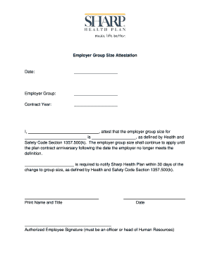 Employer Group Size Attestation Form
