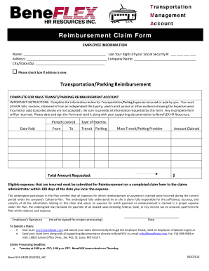 Transportation Reimbursement Claim Form
