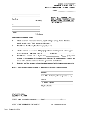 Complaint for Eviction