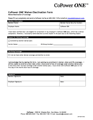 CoPower ONE Waiver/Declination Form