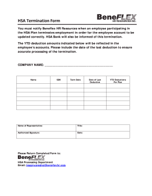 HSA Termination Form