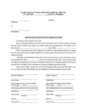 Affidavit of Continuing Child Support