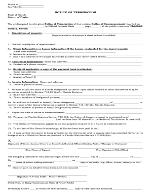 Florida Notice of Termination