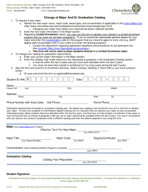 Change of Major and Graduation Catalog Form