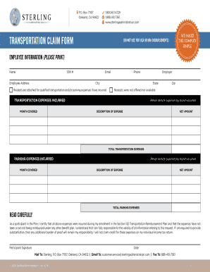 Transportation Claim Form