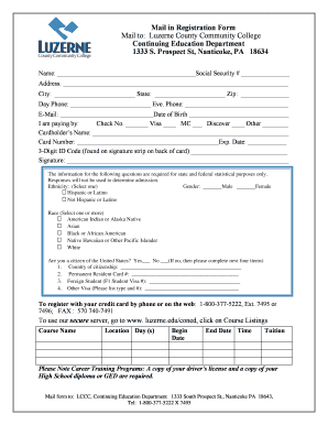 Luzerne County Community College Registration Form