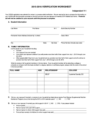 2015-2016 FAFSA Verification Worksheet