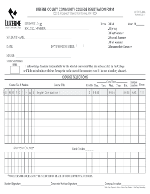 Luzerne County Community College Registration Form