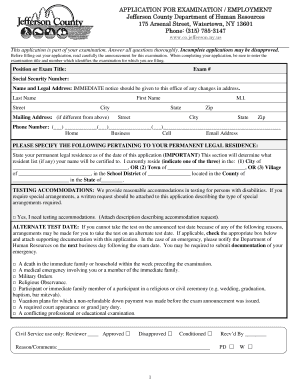 Jefferson County Employment Exam Application