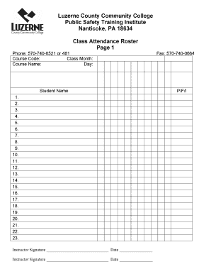 Class Attendance Roster