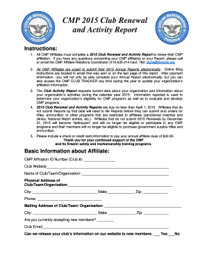 2015 Club Renewal and Activity Report
