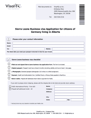 Sierra Leone Business Visa Application