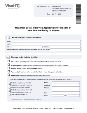 Myanmar Social Visit Visa Application