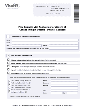 Peru Business Visa Application Form