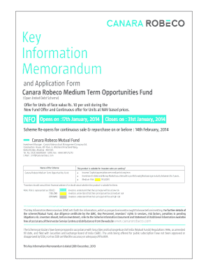 Canara Robeco Medium Term Opportunities Fund Application Form