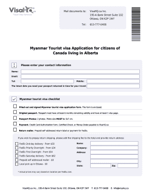 Myanmar Tourist Visa Application
