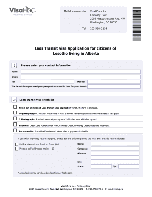 Laos Transit Visa Application