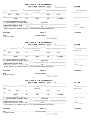Sons of The American Legion Membership Application