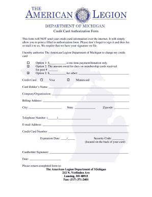 Credit Card Authorization Form