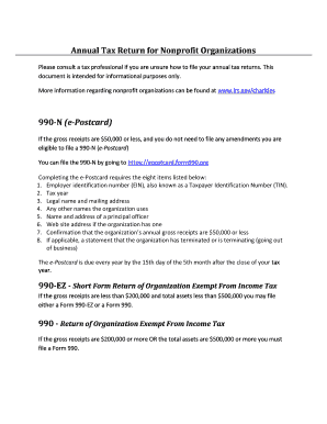 IRS Form 990-N e-Postcard for Nonprofits