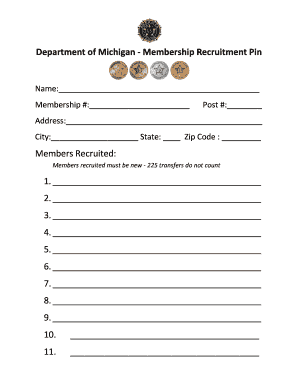 Michigan Membership Recruitment Pin Form