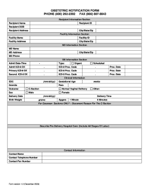Obstetric Notification Form