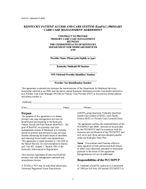 Kentucky Primary Care Case Management Agreement